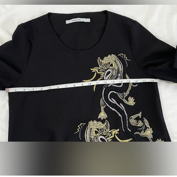 MARIA Cher Vintage Black Dragon Embroidered Mini Dress - Picture 10 of 10